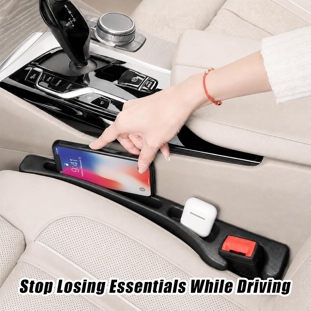 dimensions: 15.74 inches long, designed for seat gaps approximately 1.1–1.2 inches wide