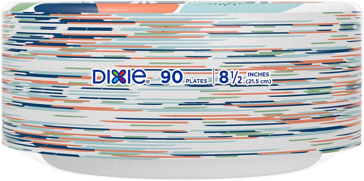 Dixie 2X Stronger Paper Plates 8.5 Inch 90 Count, Durable Disposable Plates for Kids' Lunches, Backyard Parties, and Family Game Night