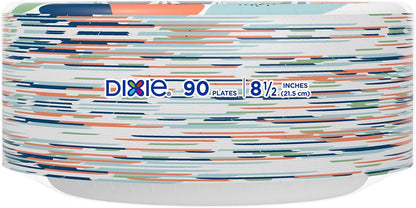 Dixie 2X Stronger Paper Plates 8.5 Inch 90 Count, Durable Disposable Plates for Kids' Lunches, Backyard Parties, and Family Game Night