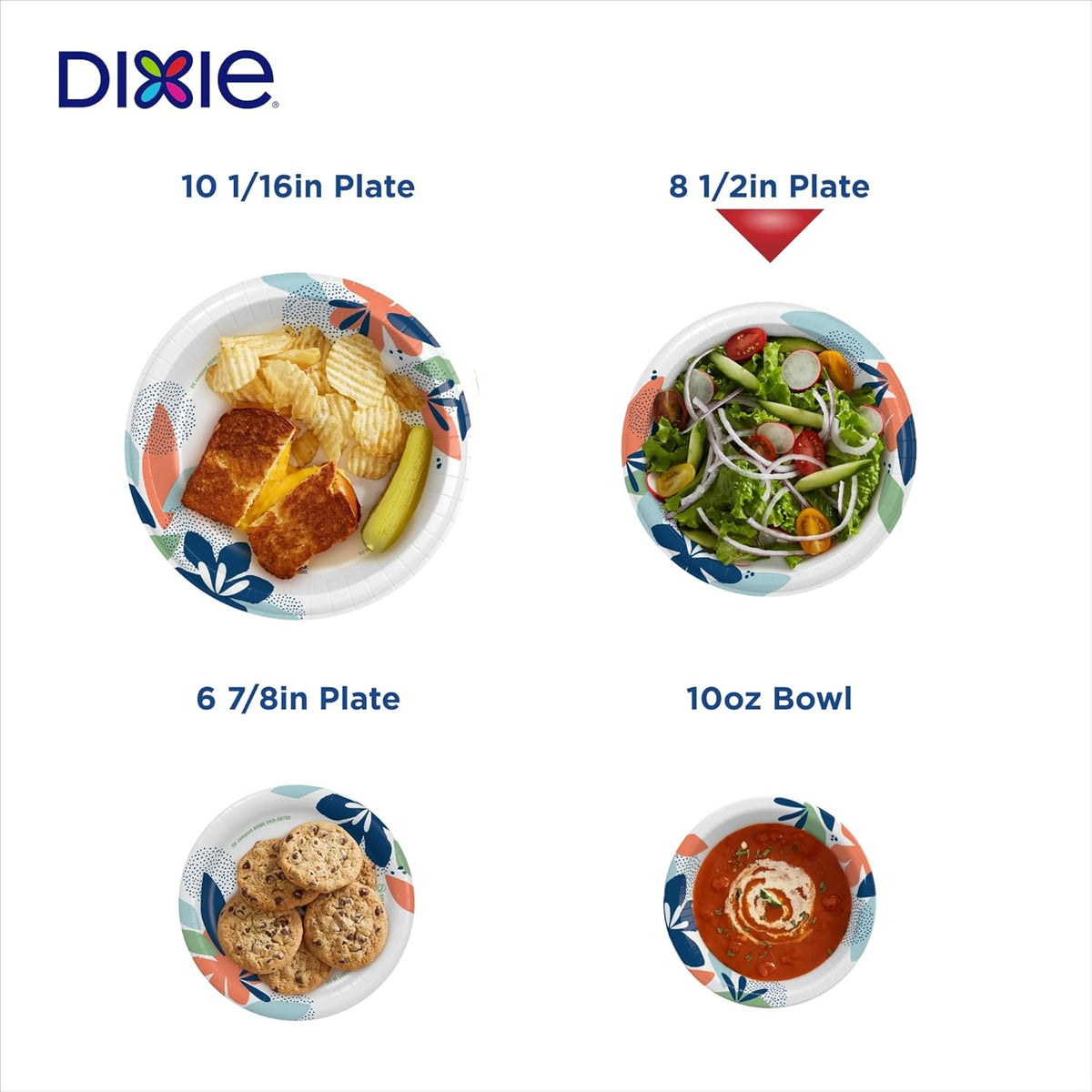 Dixie 2X Stronger Paper Plates 8.5 Inch 90 Count, Durable Disposable Plates for Kids' Lunches, Backyard Parties, and Family Game Night