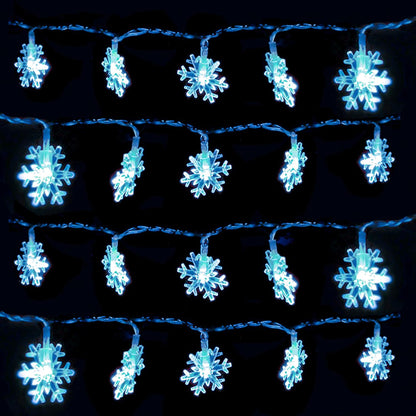 DomeStar Blue Snowflake Fairy Lights – No Fire Risk Holiday Lighting, Low Voltage 4.5V LED Safe Around Kids and Pets