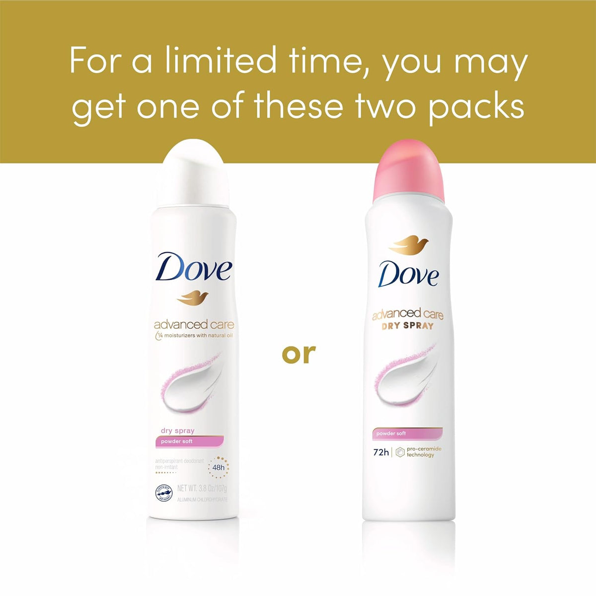 Dove Advanced Care Sensitive Skin Deodorant Spray – Evening Self-Care Ritual for Post-Shave Skin Recovery with Pro Ceramide Boost and 72 Hour Antiperspirant Defense, Lavender 3.8 oz