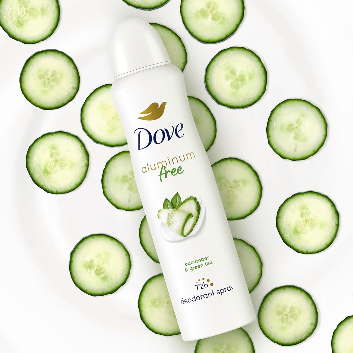 Dove Aluminum Free Deodorant Spray Cucumber & Green Tea Sensitive Skin Underarm Care Pack of 3 4 oz