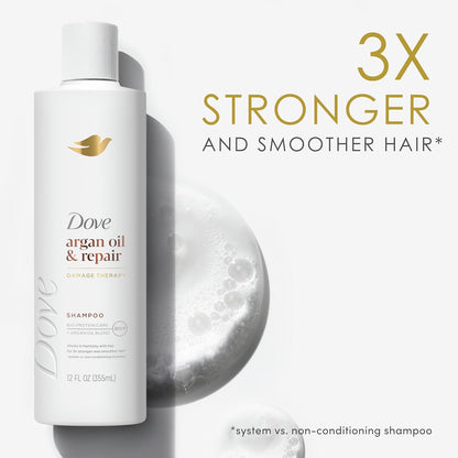 Dove Argan Oil & Repair Shampoo – Calming Haircare Treatment for Stress-Damaged Fine Hair, 12 Fl Oz