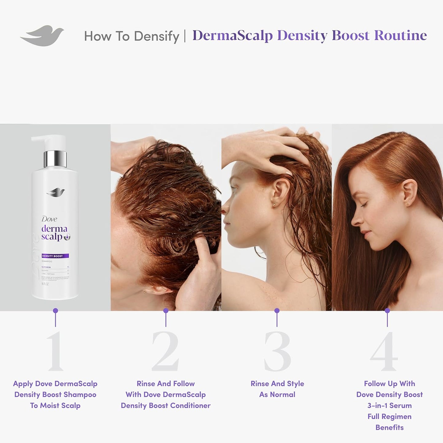 Dove Derma Scalp Density Boost Shampoo – Streamlined Daily Shampoo for Brittle Hair, Neutral Fragrance