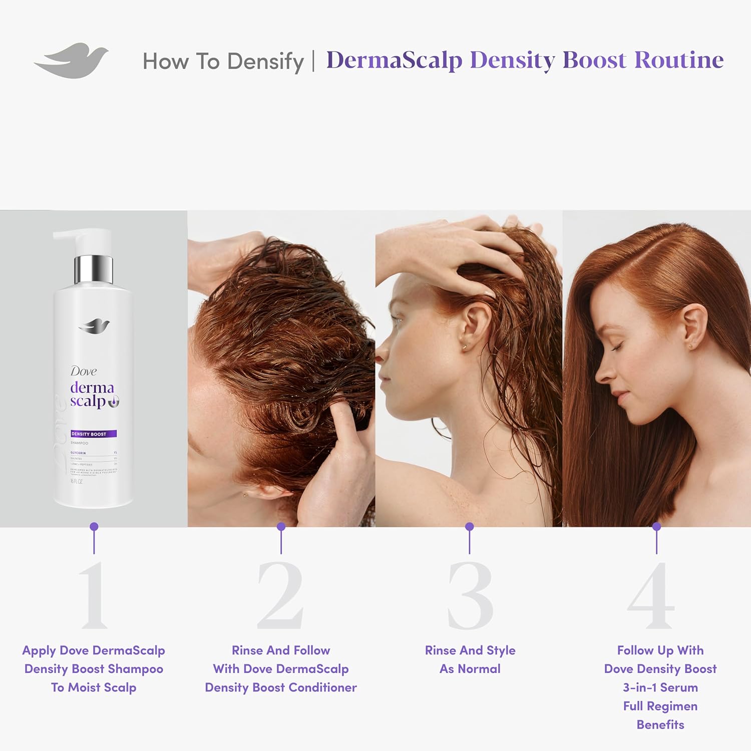 Dove Derma Scalp Density Boost Shampoo – Streamlined Daily Shampoo for Brittle Hair, Neutral Fragrance