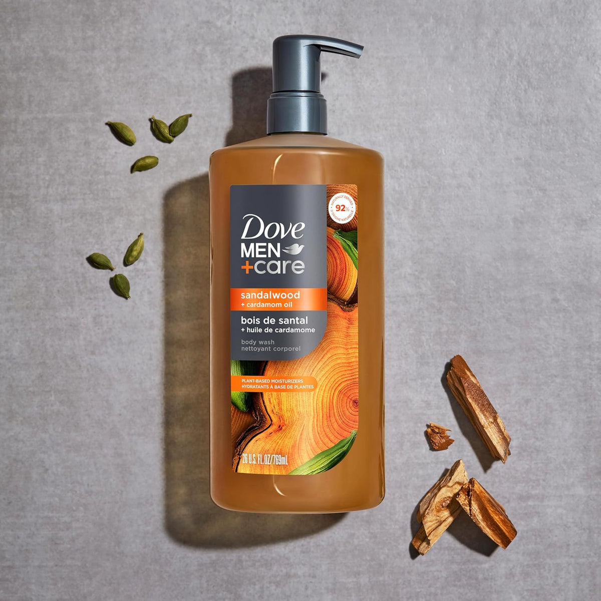 DOVE MEN+ CARE Body Wash – Gym Bag Essential After-Workout Wash, Refreshing Sandalwood Body Cleanser 26oz