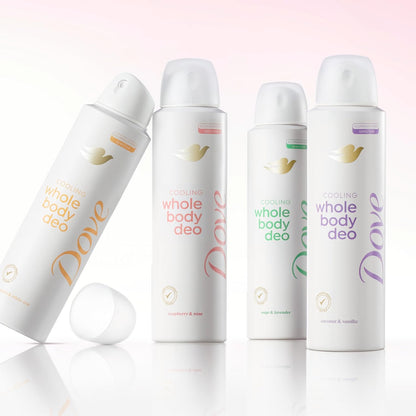 Dove Whole Body Deodorant Raspberry & Rose Long-Lasting Fragrance Spray for Stress Relief and Mood Setting