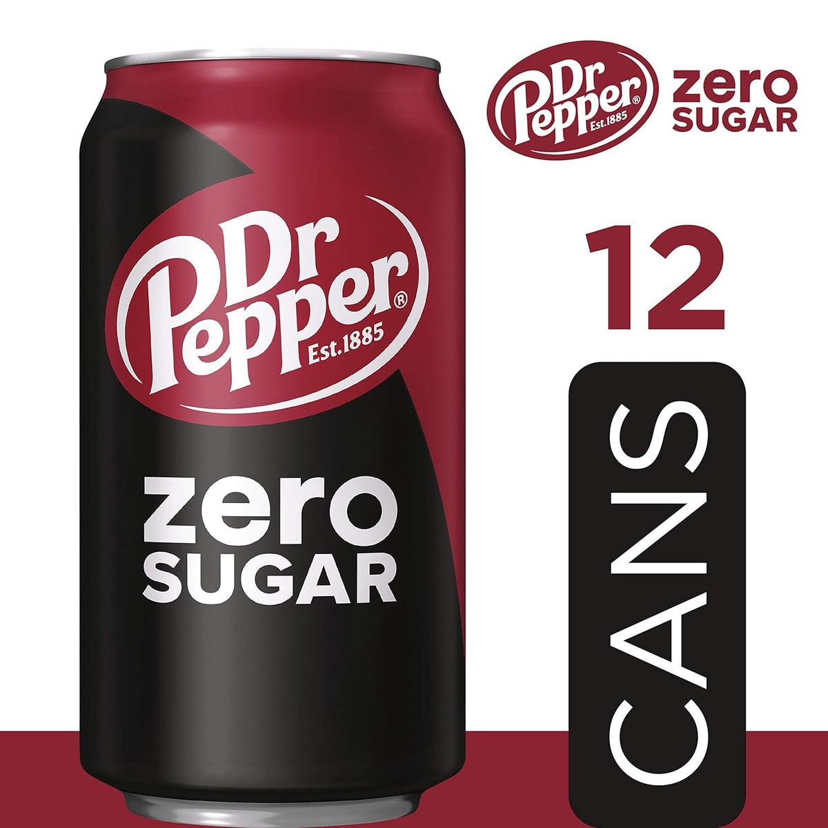 Dr Pepper Zero Sugar Soda – Game Day Sharing Gift for Football Watch Parties and Backyard BBQs, 12 fl oz, Pack of 12
