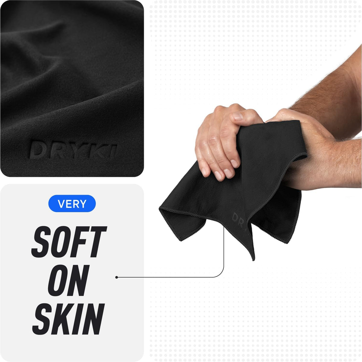 DRYKI Pocket-Sized Sweat Towels - Neutral-Toned Multi-Cloth in Dark Grey, White, and Coastal Blue