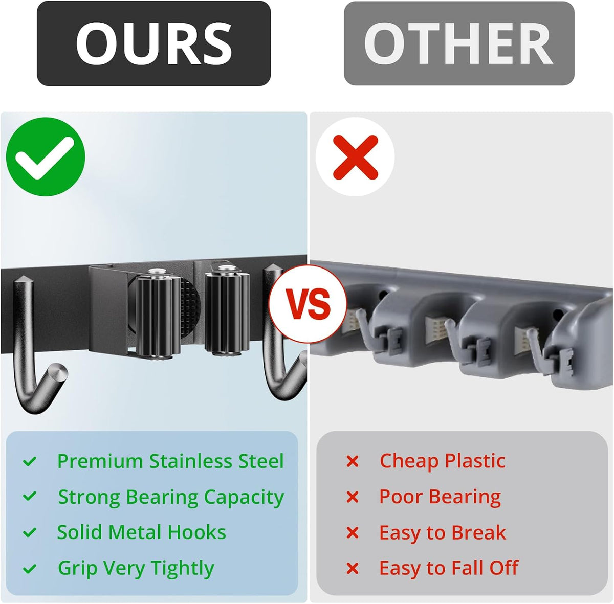 dual mounting system: self-adhesive for smooth walls or included screw kit for rough surfaces