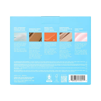 e.l.f. SKIN Five-Piece Travel Kit – Commuter & Gym Bag Skincare, Mini Cleanser, Brightening Serum & Broad-Spectrum SPF