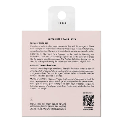 e.l.f. Total Sponge Set – Clean Beauty Self-Care Upgrade, Vegan and Allergy-Friendly Sponge Trio