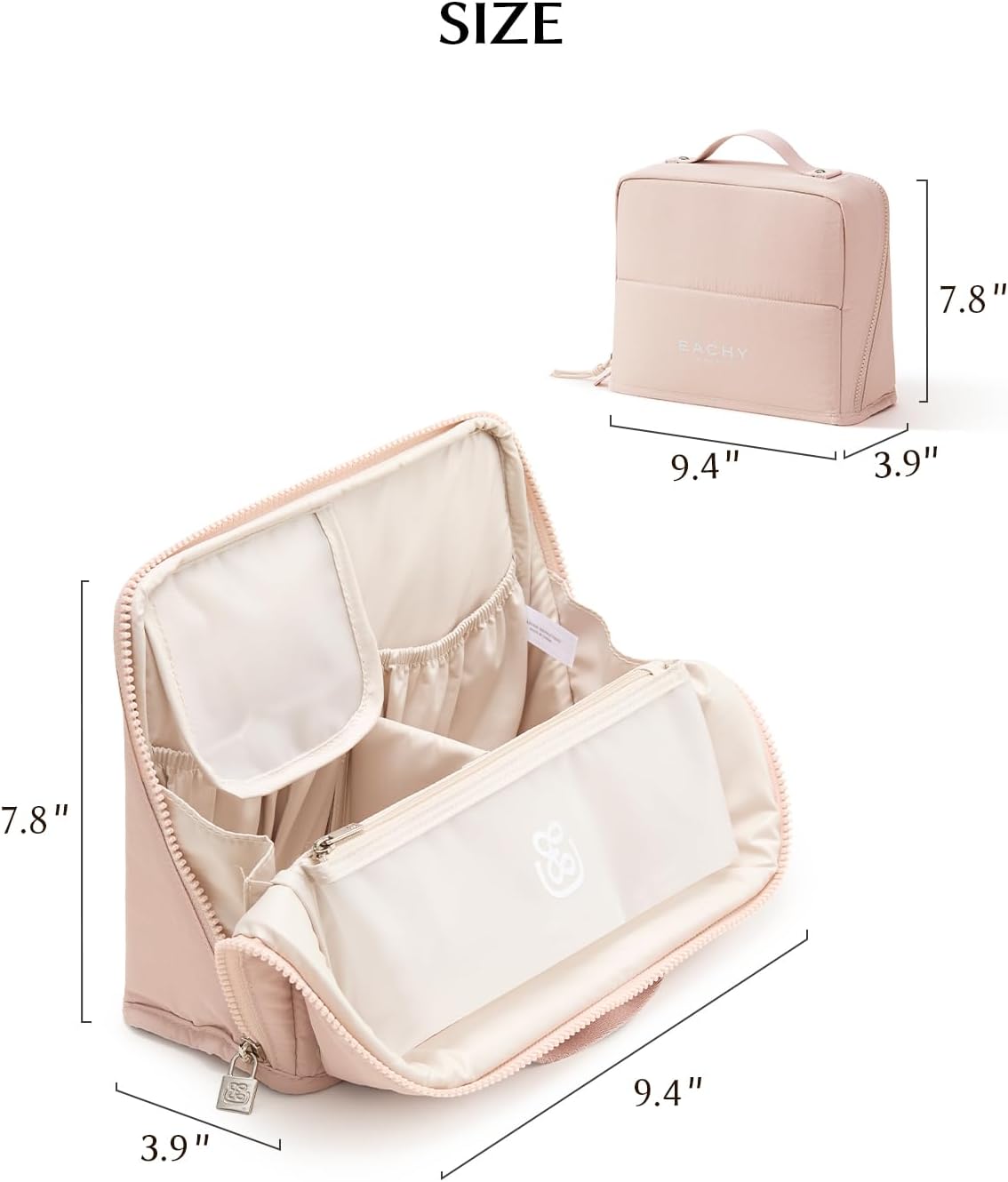 EACHY Standing Makeup Bag - Modern Dressing Room Centerpiece for Polished Interiors, Upright Brush Holder