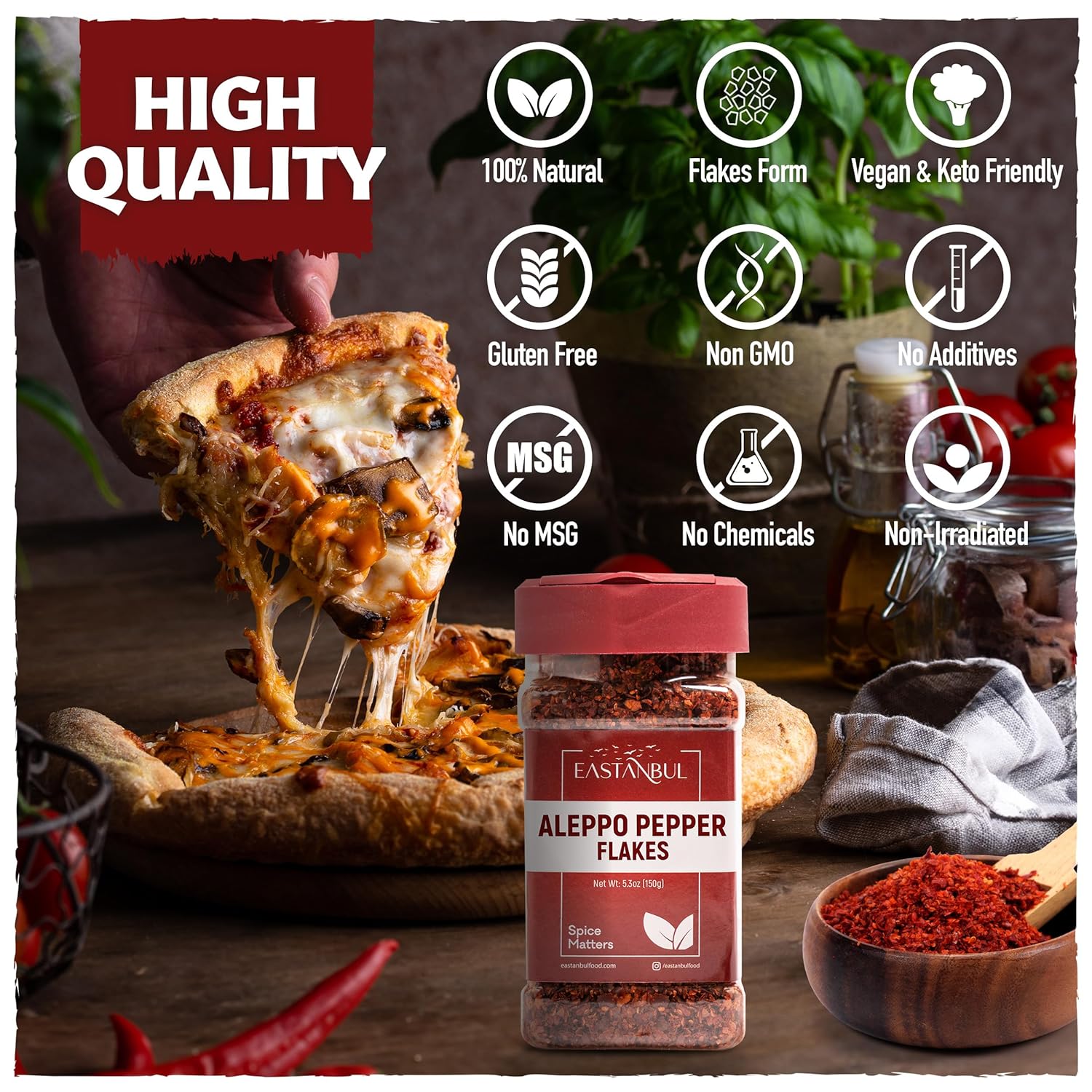 Eastanbul Crushed Aleppo Pepper – Non-Irradiated Spice for Whole-Food Kitchens, No MSG Added