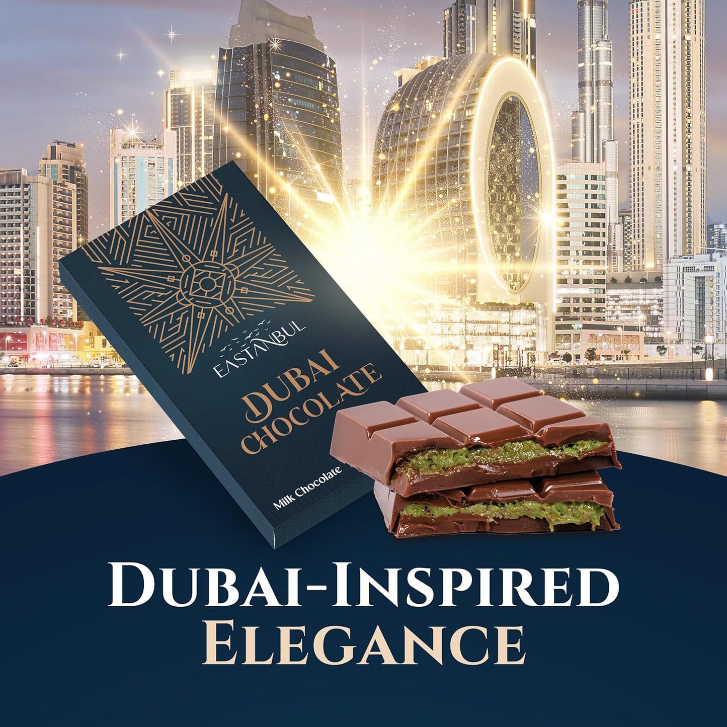 Eastanbul Pistachio Knafeh Mini Chocolate Bar – Trendy Holiday Gift for Foodies, 2.5oz Viral Dessert in Ready-to-Give Box