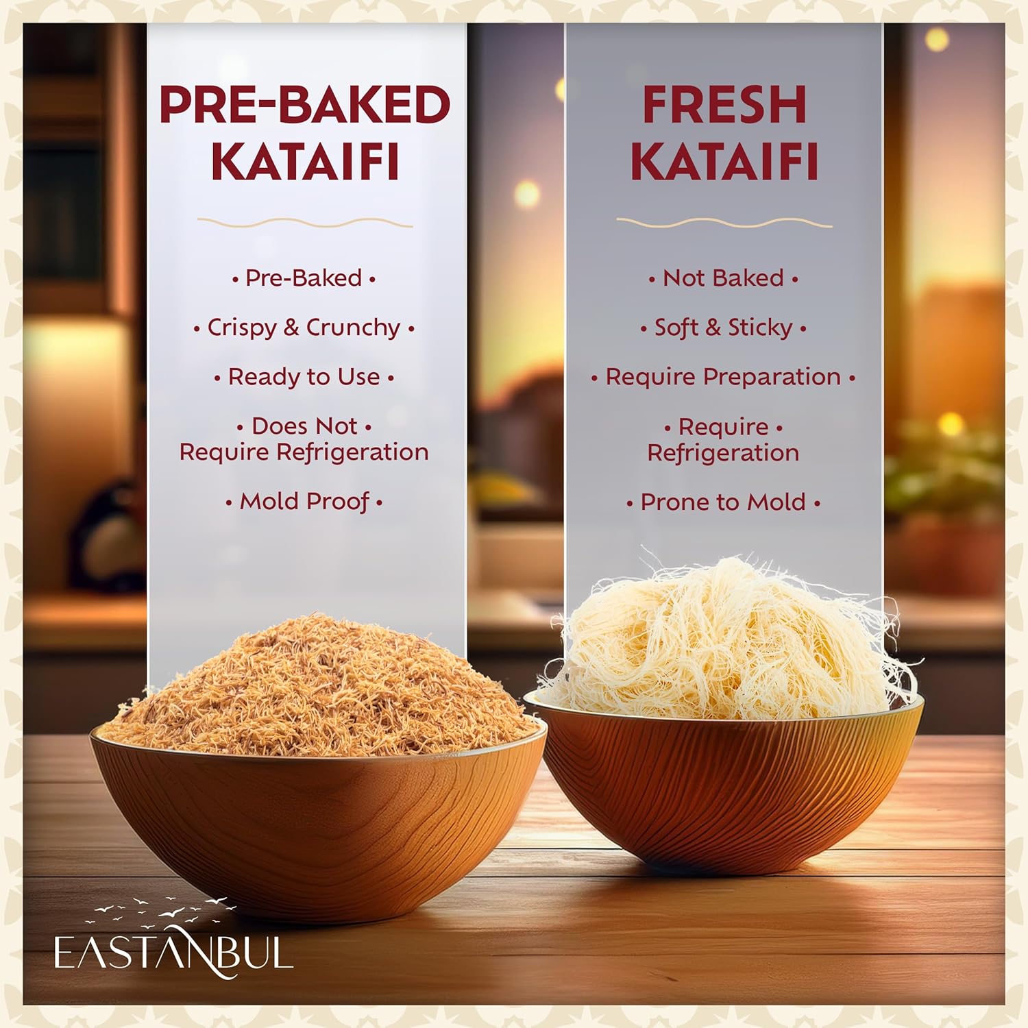 Eastanbul Ready-to-Use Kataifi – Three-Ingredient Halal Dough for Nourishing Family Pudding and Feel-Good Treats