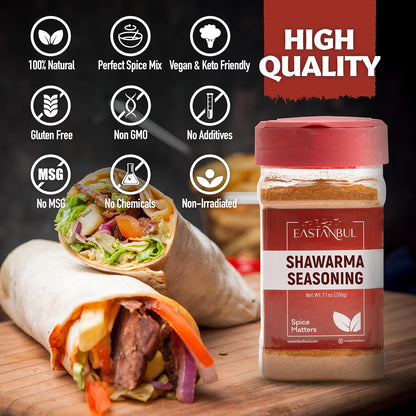 Eastanbul Shawarma Blend – Travel-Friendly Middle Eastern Seasoning for Camping Cookouts and Patio Dinners, 7.1oz