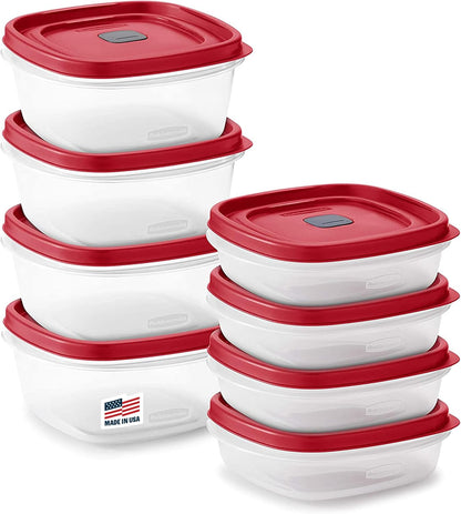 easy find vented lids that snap onto container base and same-size lids for cabinet organization