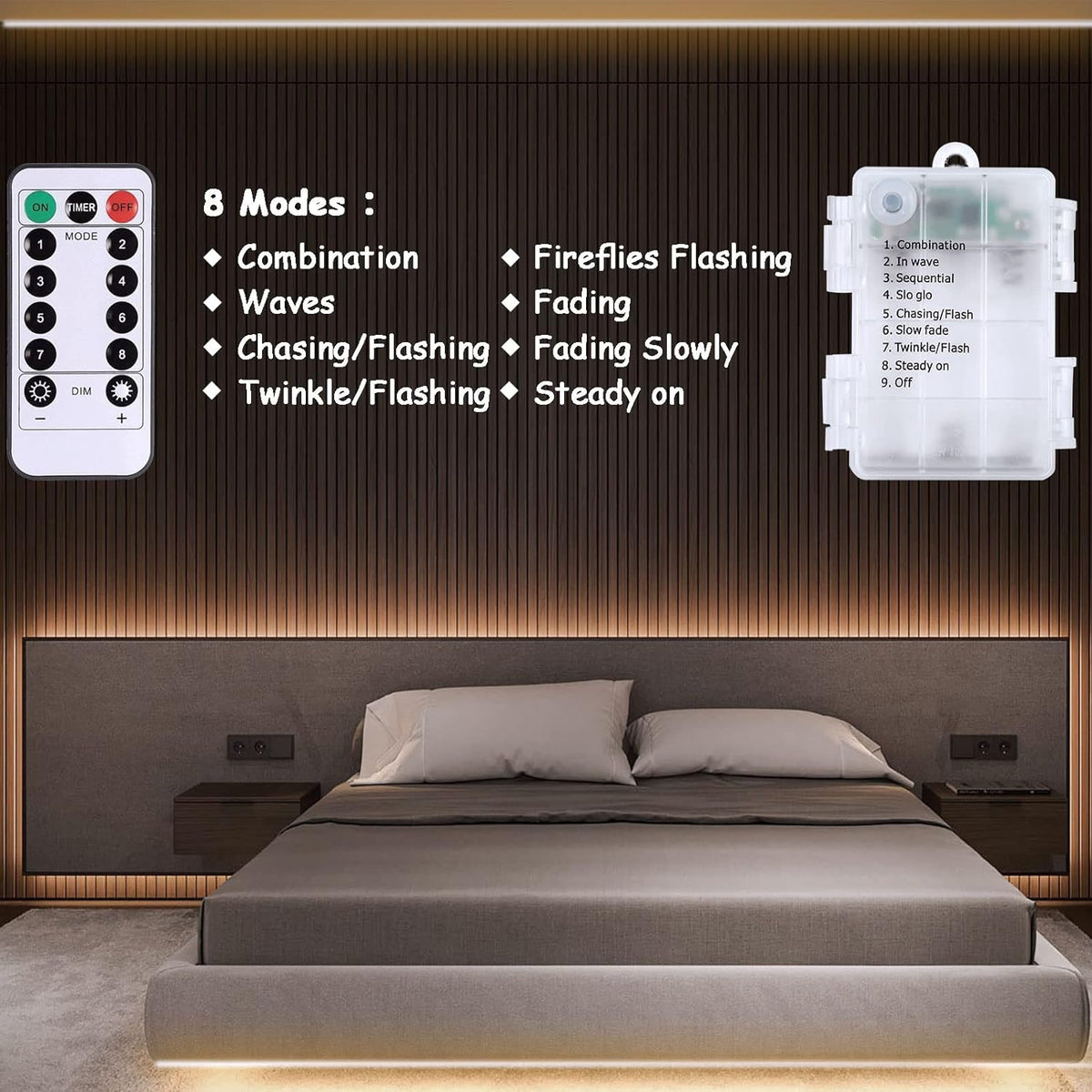 echosari Cordless Strip Lights 16.5Ft 3V Battery — Cool Surface, No Flame, No Hot Bulb Night Light for Kids Bedroom & Hallway
