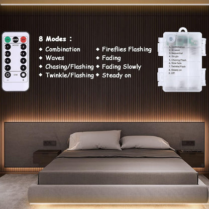 echosari Cordless Strip Lights 16.5Ft 3V Battery — Cool Surface, No Flame, No Hot Bulb Night Light for Kids Bedroom & Hallway
