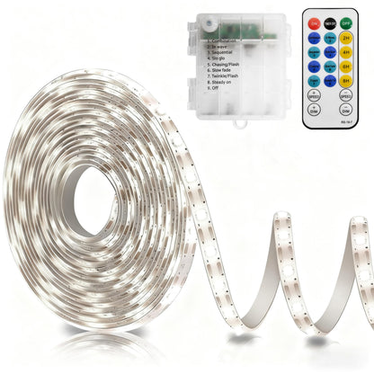 echosari Strip Lights Battery Operated, 16.5Ft 150 LED 2835 SMD Closet Strip Lights with Remote for Bedroom, Kitchen, Cabinet Décor (Cool White)