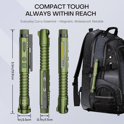 EDC Flashlight Rechargeable – Dual-Magnetic Clip Flashlight for Pest Inspectors and Above-Ceiling Jobs