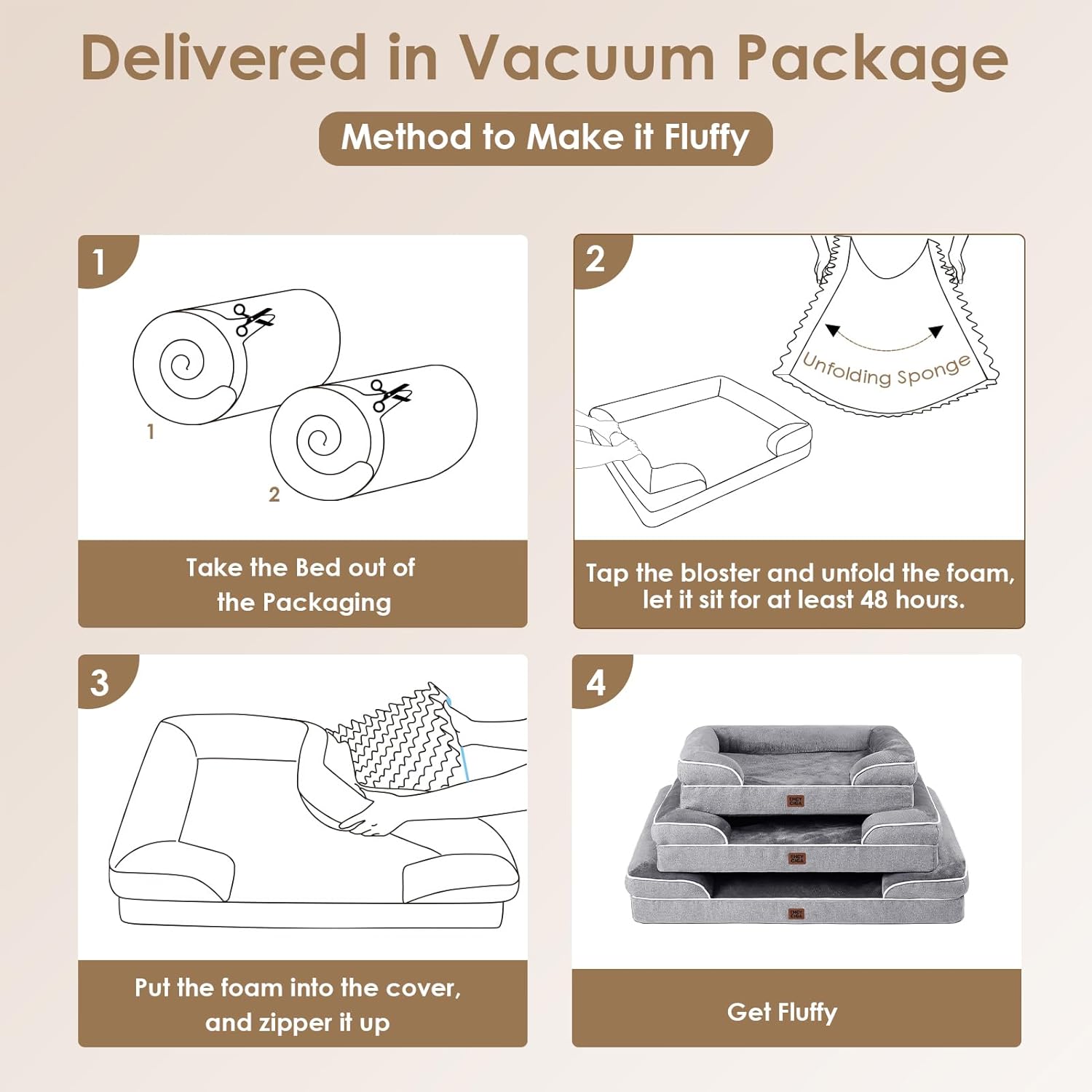 EHEYCIGA Washable Dog Bed with Removable Cover – Hygienic Orthopedic Couch for Post-Surgery Recovery
