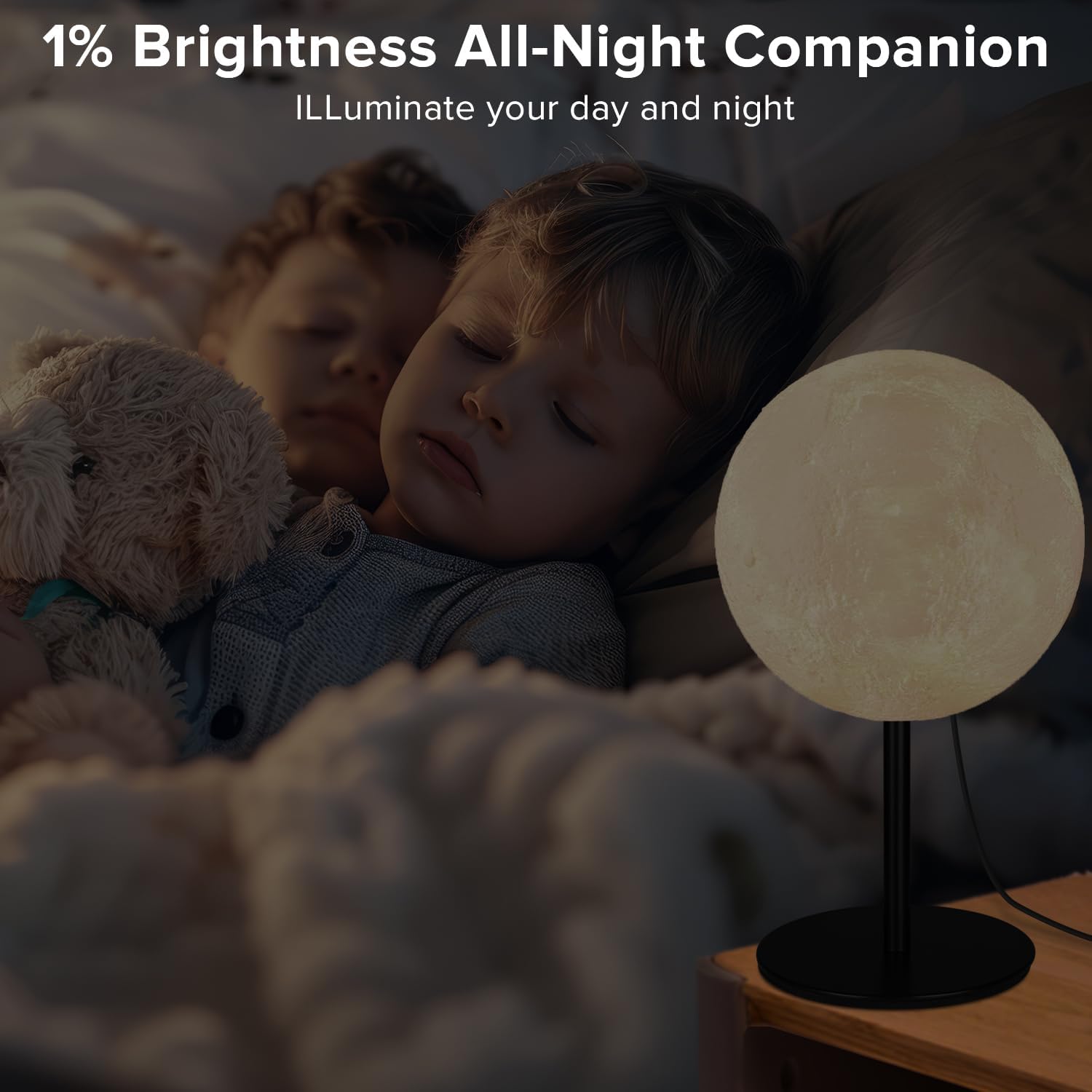 Ehobroc Moon Lamp – Decorative Nightstand Lamp for Shelf Styling, Realistic Moon Surface