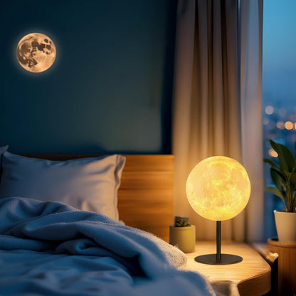 Ehobroc Moon Lamp – Decorative Nightstand Lamp for Shelf Styling, Realistic Moon Surface