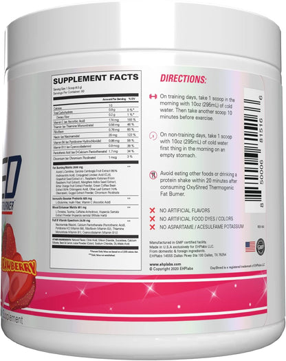 EHP Labs OxyShred Pre Workout Powder – Outdoor Gym and Park Training Fuel with Acetyl L-Carnitine, 9.5 oz