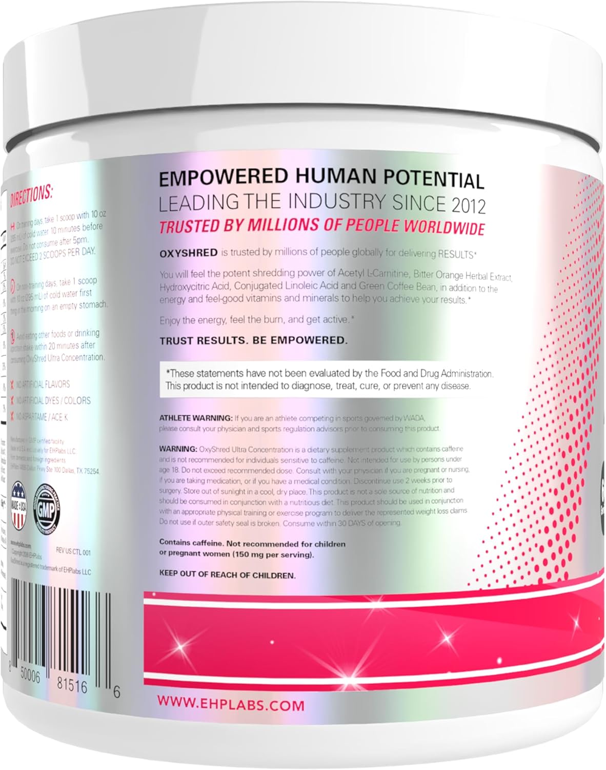 EHP Labs OxyShred Pre Workout Powder – Outdoor Gym and Park Training Fuel with Acetyl L-Carnitine, 9.5 oz
