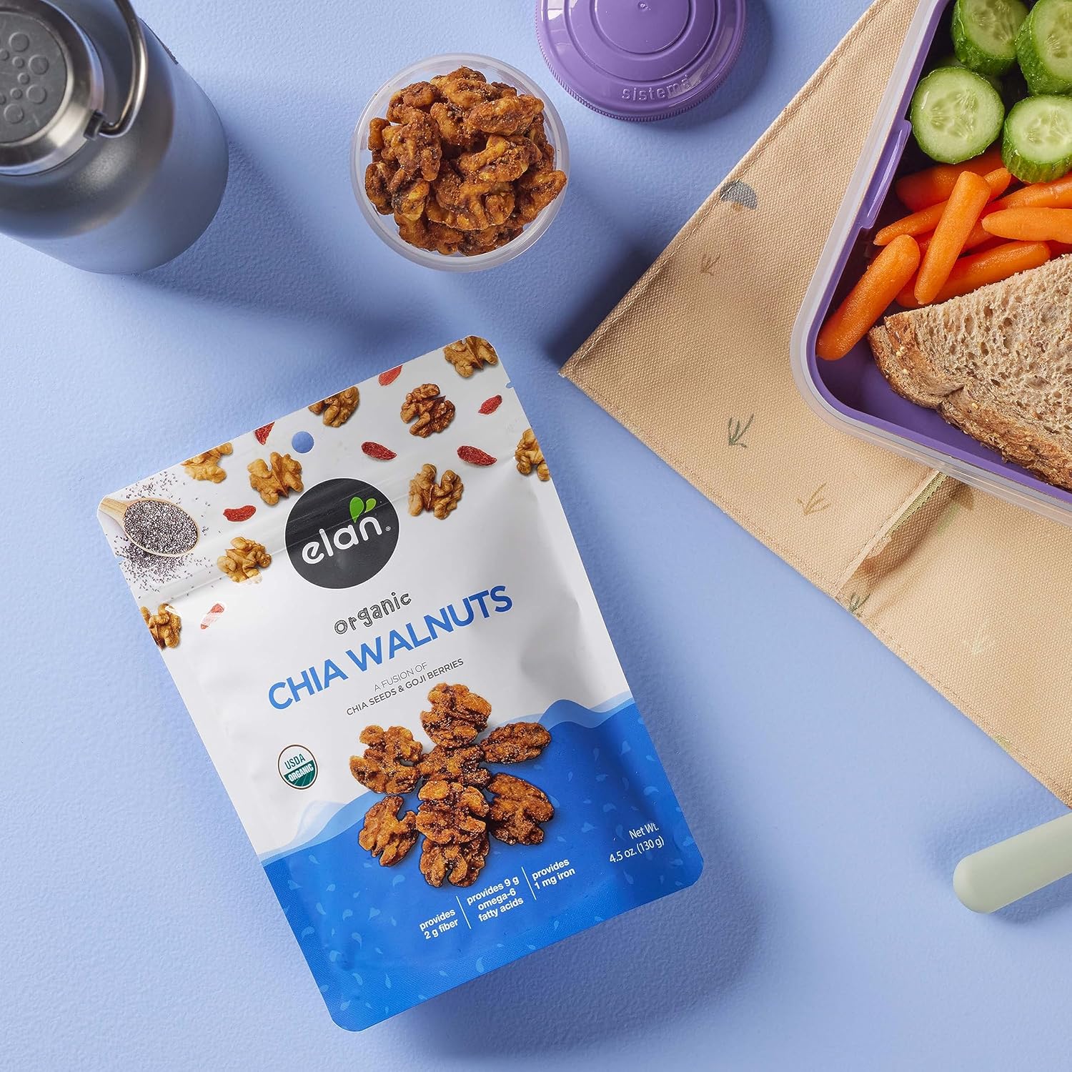 Elan Organic Chia Walnuts – Gourmet Glazed Nuts with Himalayan Pink Salt for Refined Entertaining