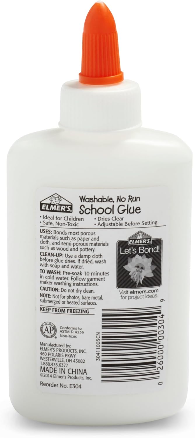 Elmer's Child-Safe Washable Glue – Non-Toxic Formula for School Projects and After-School Craft Centers