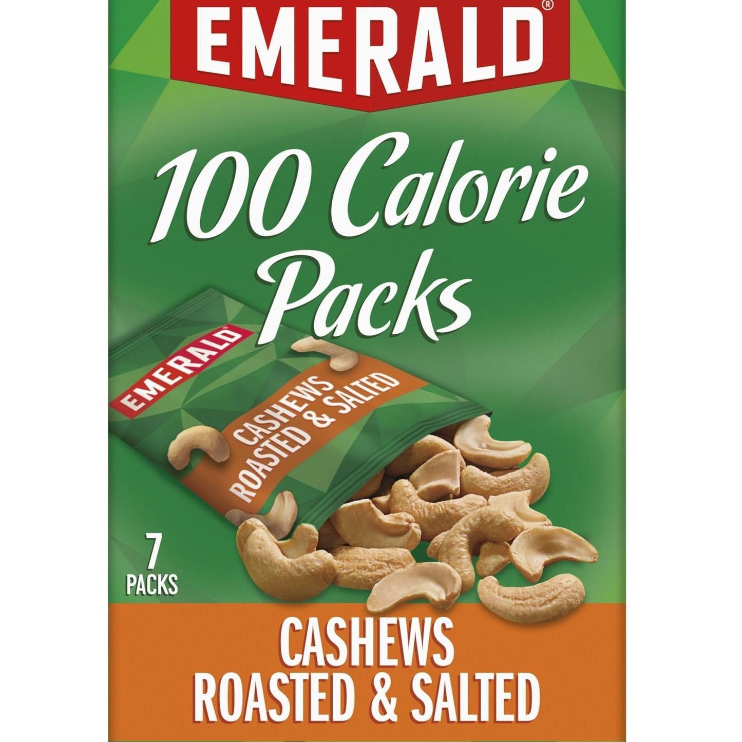 Emerald Nuts Roasted and Salted Cashews 7ct – Mess-Free No-Added-Sugar Nut Pack for Family Pantry and Kid Snack Drawer