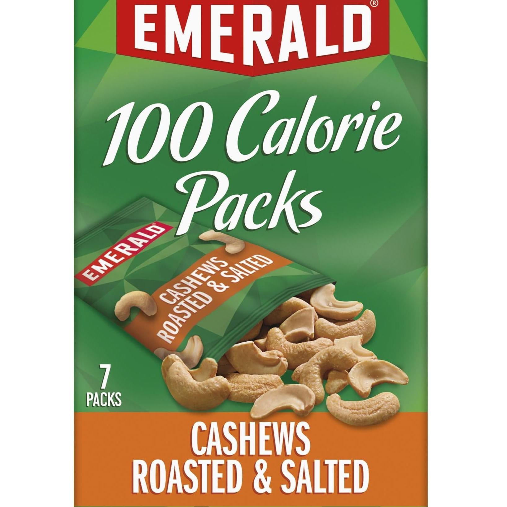Emerald Nuts Roasted and Salted Cashews 7ct – Mess-Free No-Added-Sugar Nut Pack for Family Pantry and Kid Snack Drawer