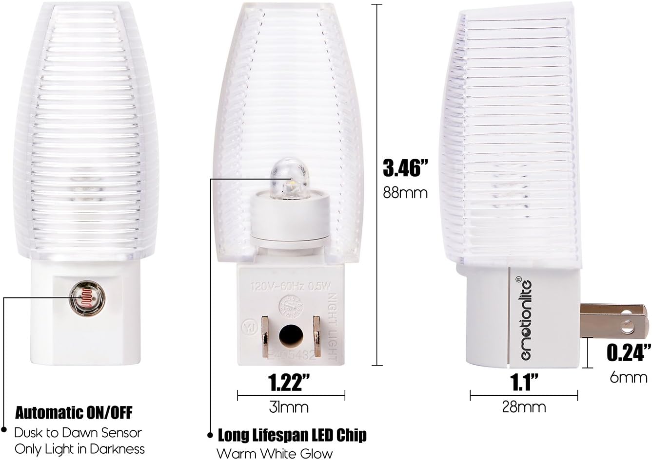 Emotionlite LED Nightlight – Understated Warm Glow for Intentional Living Spaces, 0.5W Set-and-Forget