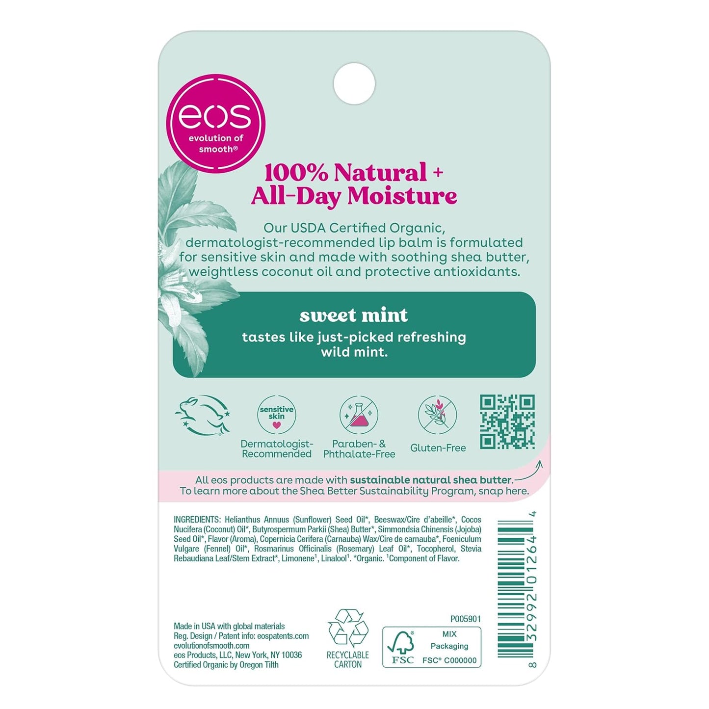 eos 100% Natural Lip Balm Sticks Variety Pack - Sweet Mint, Parent-Trusted Lip Care for Teenagers, USDA Certified Organic