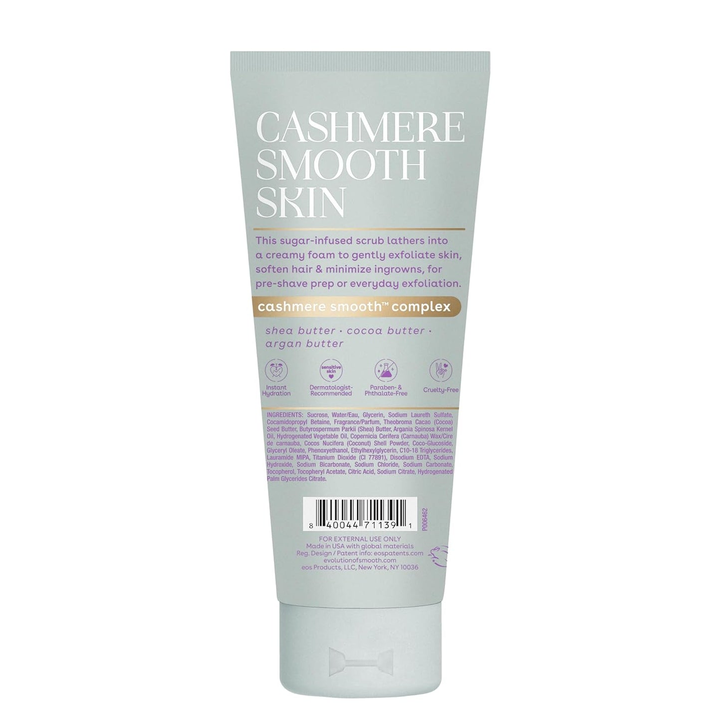 eos Cashmere Pre-Shave Exfoliator Vanilla – Intentional Two-in-One Body Scrub and Shave Prep for Effortless Sensitive Skin Care