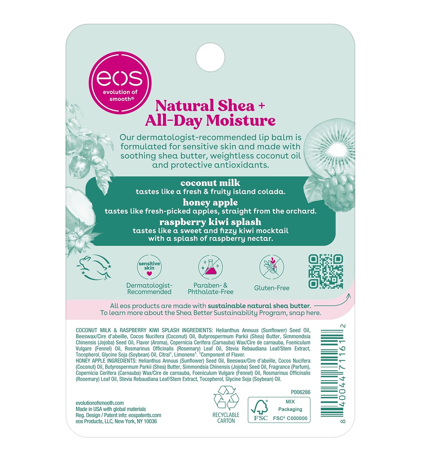 eos Natural Shea Lip Balm Trio – Understated Everyday Essential with Buttery Slip and Sheer Glossy Finish for a Quiet Beauty Shelf