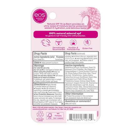eos Pineapple Coconut SPF 15 Lip Balm – Kid-Friendly Natural Lip Sunscreen for Summer Camp & Family Outings, Water-Resistant, 0.14 oz
