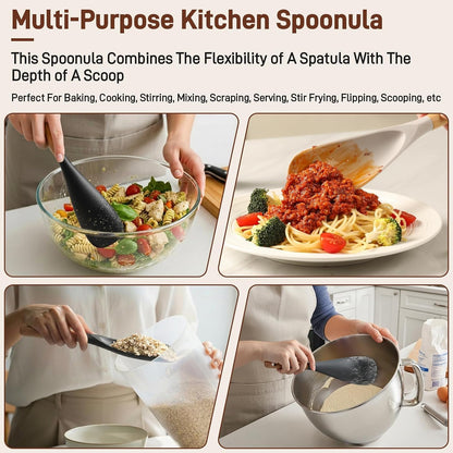 ergonomic natural wooden handle with reinforced connection to the silicone head to prevent detachment