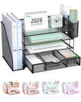 WALI Last-Minute Practical Gift for Teachers and Admins, Desktop Letter Tray Organizer with Drawer for Classroom or Faculty Office Use