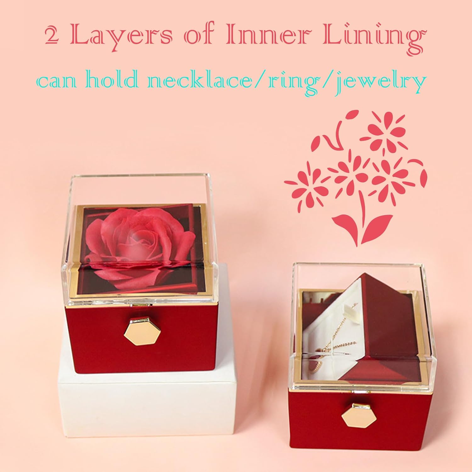 Eternal Rose Ring Box – Vanity Table Centerpiece, Forever Rose Display That Doubles as Ring and Earring Storage