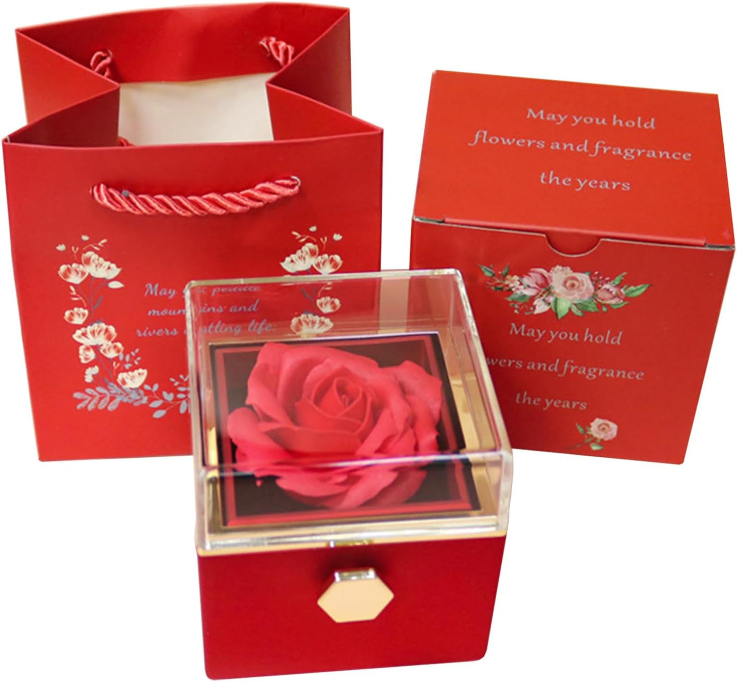 Eternal Rose Ring Box – Vanity Table Centerpiece, Forever Rose Display That Doubles as Ring and Earring Storage