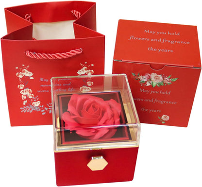 Eternal Rose Ring Box – Vanity Table Centerpiece, Forever Rose Display That Doubles as Ring and Earring Storage