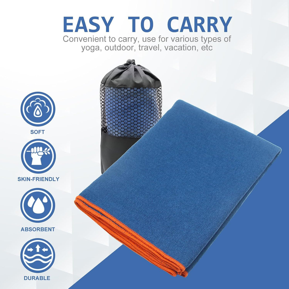 Eunzel Travel Yoga Towel Set – Rolls Up Small for Hotel Gyms, Beach Towels, and Adventure Travel