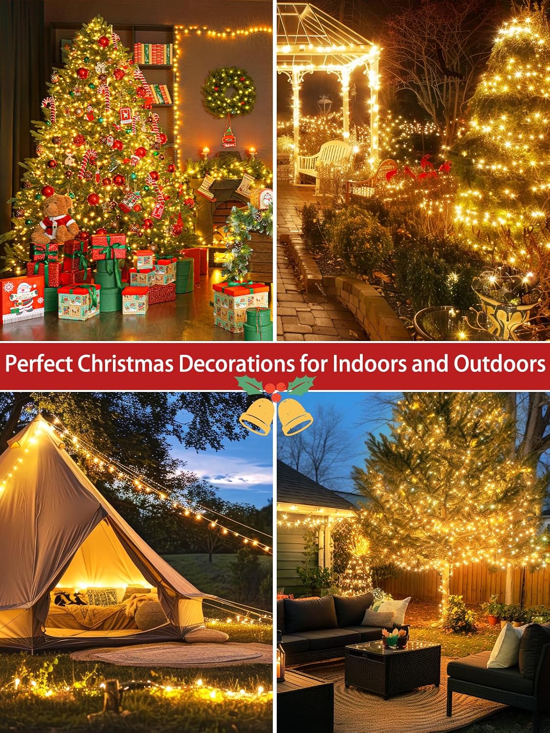 Everglow Extendable Twinkle Lights – Holiday Home Ambiance for Fireplace Mantel and Bookshelf Styling