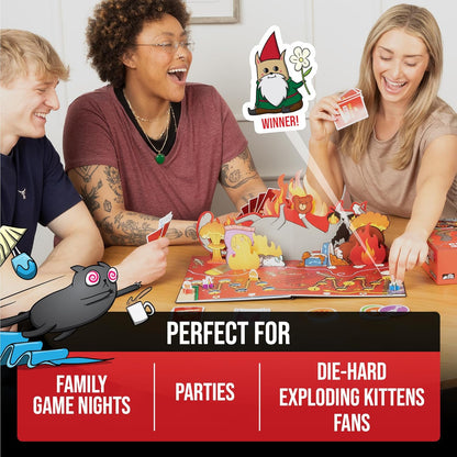 Exploding Kittens: The Board Game – Bonding Mindfulness Game for Couples and Roommates, Replayable Pop-Up Party Board