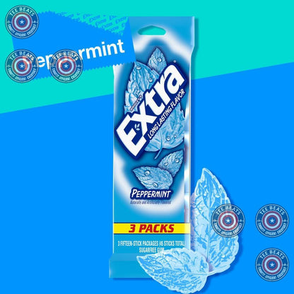 EXTRA Peppermint Sugar Free Gum Lecture Hall Concentration Chew for College Students